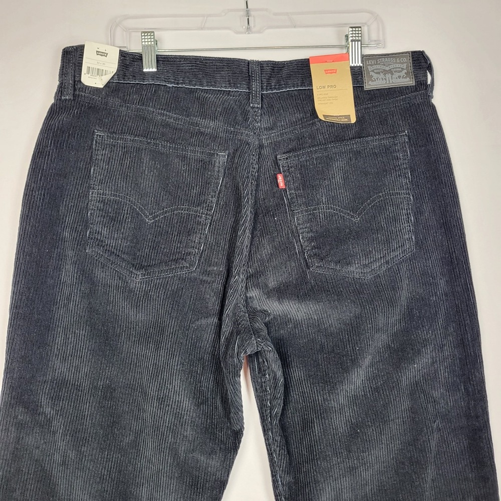 Levis Low Pro Corduroy Pants Mens 29x30 Black Straight Leg Jeans NWT - Picture 7 of 9